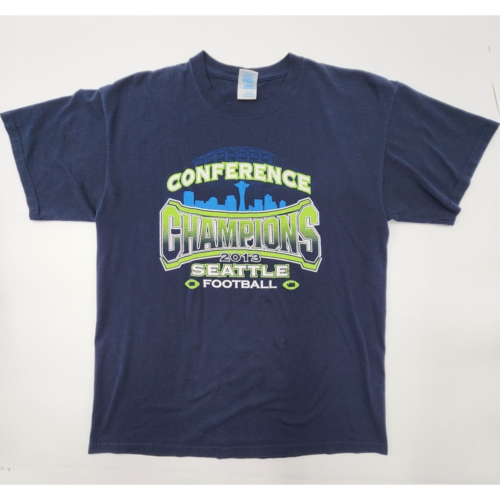 GILDAN SEATTLE SEAHAWKS 2013 CONFERENCE‎ CHAMPIONS TSHIRT FOOTBALL MENS L